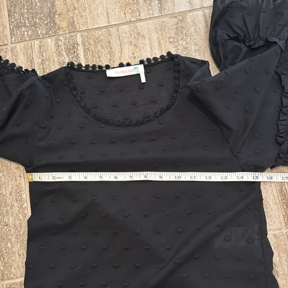 See by Chloe Black Embroidered Flare Sleeve Blouse Size 34 (Size 2) - Picture 11 of 12